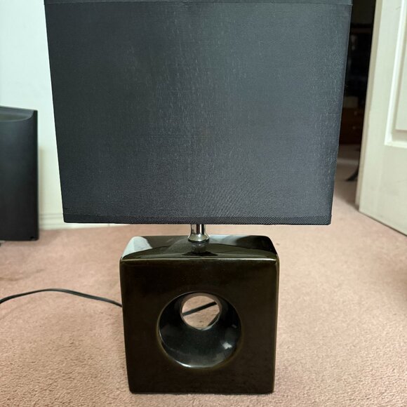 Black Ceramic & Fabric Table Lamp - Picture 1 of 6